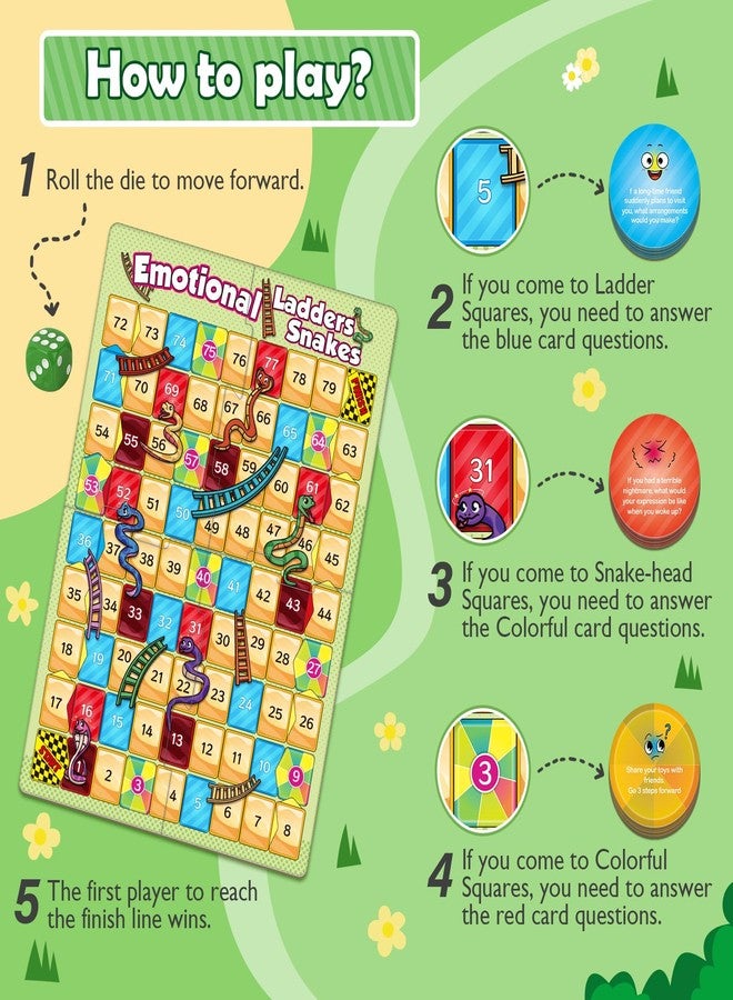 Broytain Emotional Board Games for Kids,Ladders and Snakes Board Game,Learning Resources,Social Skills Emotional Regulation Toys for Toddlers,Classroom Travel Indoor Outdoor Family Games - Image 4